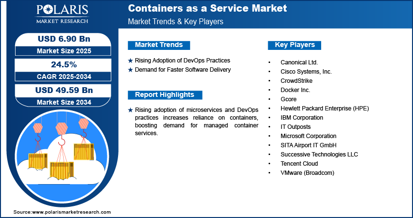 Container As a Service Market Size Worth USD 49.59 Billion by 2034 | CAGR: 24.5%