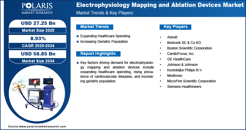 Electrophysiology Mapping and Ablation Devices Market Size Worth USD 58.85 Billion by 2034 | CAGR: 8.93%