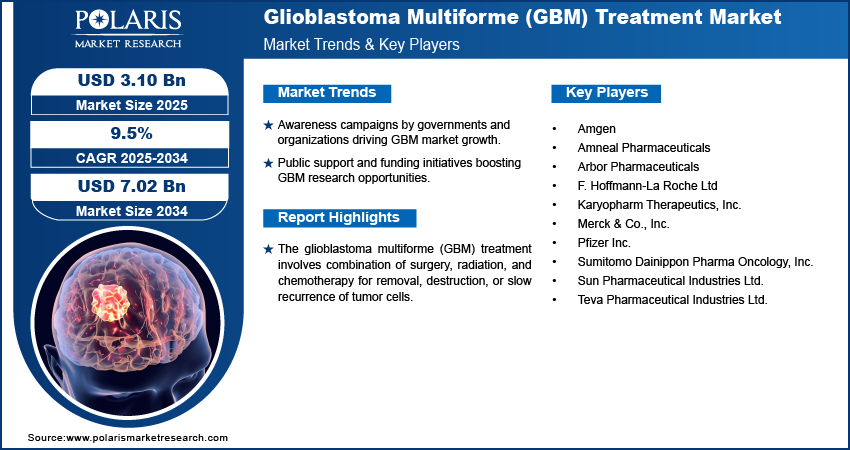 Glioblastoma Multiforme (GBM) Treatment Market Size Worth USD 7.02 Billion by 2034 | CAGR: 9.5%