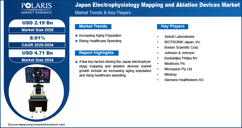 Japan Electrophysiology Mapping and Ablation Devices Market Size Worth USD 4.71 Billion by 2034 | CAGR: 8.91%