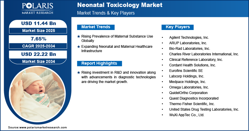 Neonatal Toxicology Market Size Worth USD 22.22 Billion by 2034 | CAGR: 7.65%