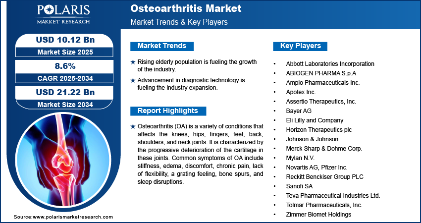 Osteoarthritis Market Size Worth $21.22 Billion By 2034 | CAGR: 8.6%