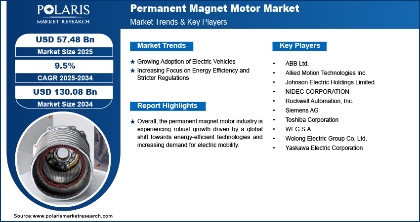 Permanent Magnet Motor Market Size Worth USD 130.08 Billion by 2034 | CAGR: 9.5%