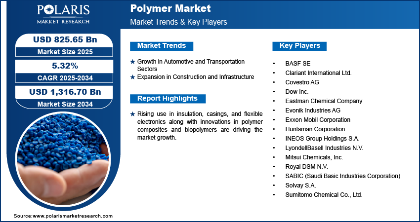 Polymer Market Size Worth USD 1,316.70 Billion by 2034 | CAGR: 5.32%