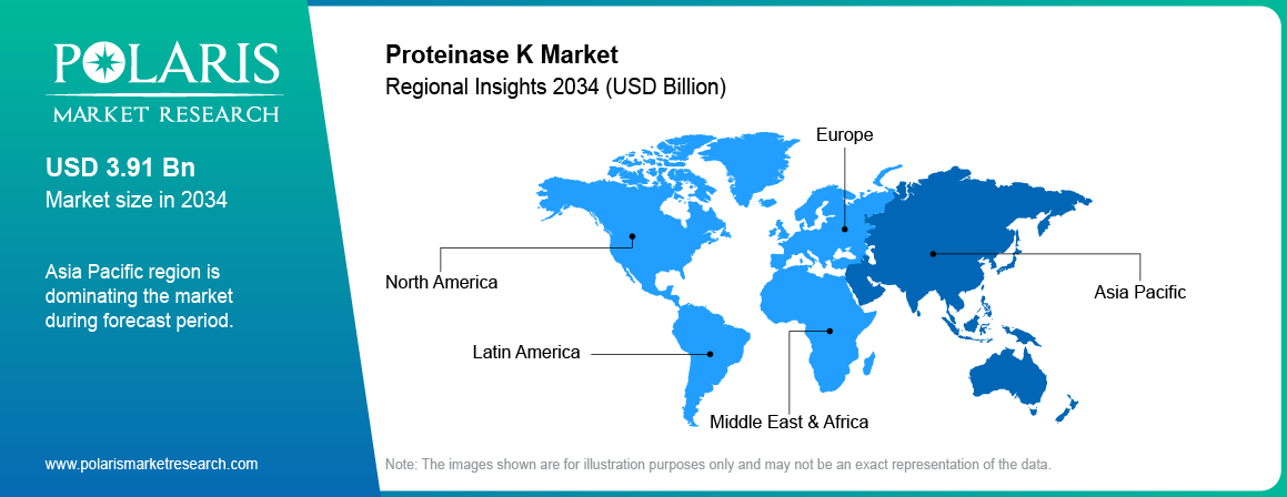 Proteinase K Market Trends by Region 2021–2034 (USD Billion)