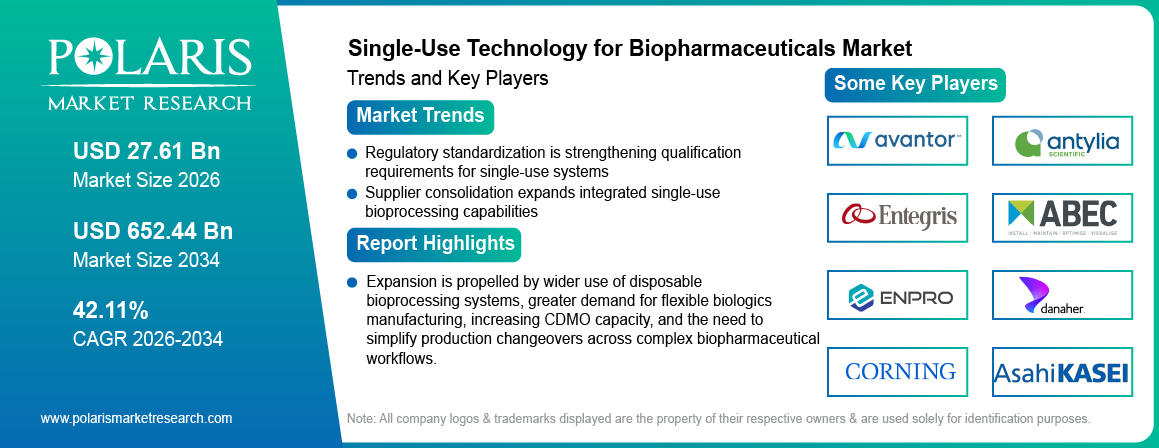 Single-Use Technology for Biopharmaceuticals Market trends, growth drivers and leading industry players.