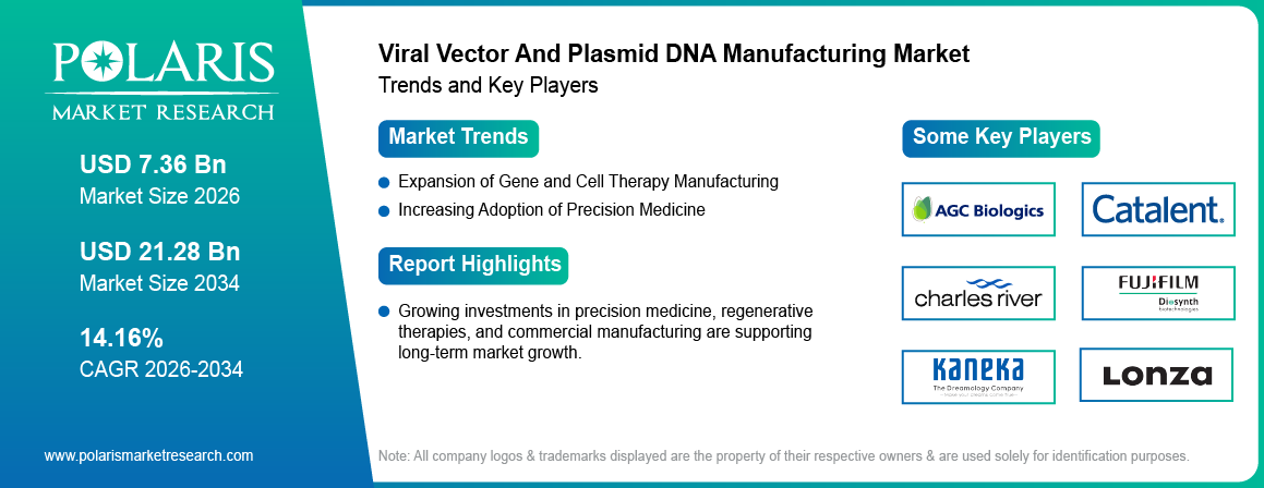 Viral Vector And Plasmid DNA Manufacturing Market Trends & Key Players 2021 - 2034 (USD Billion)